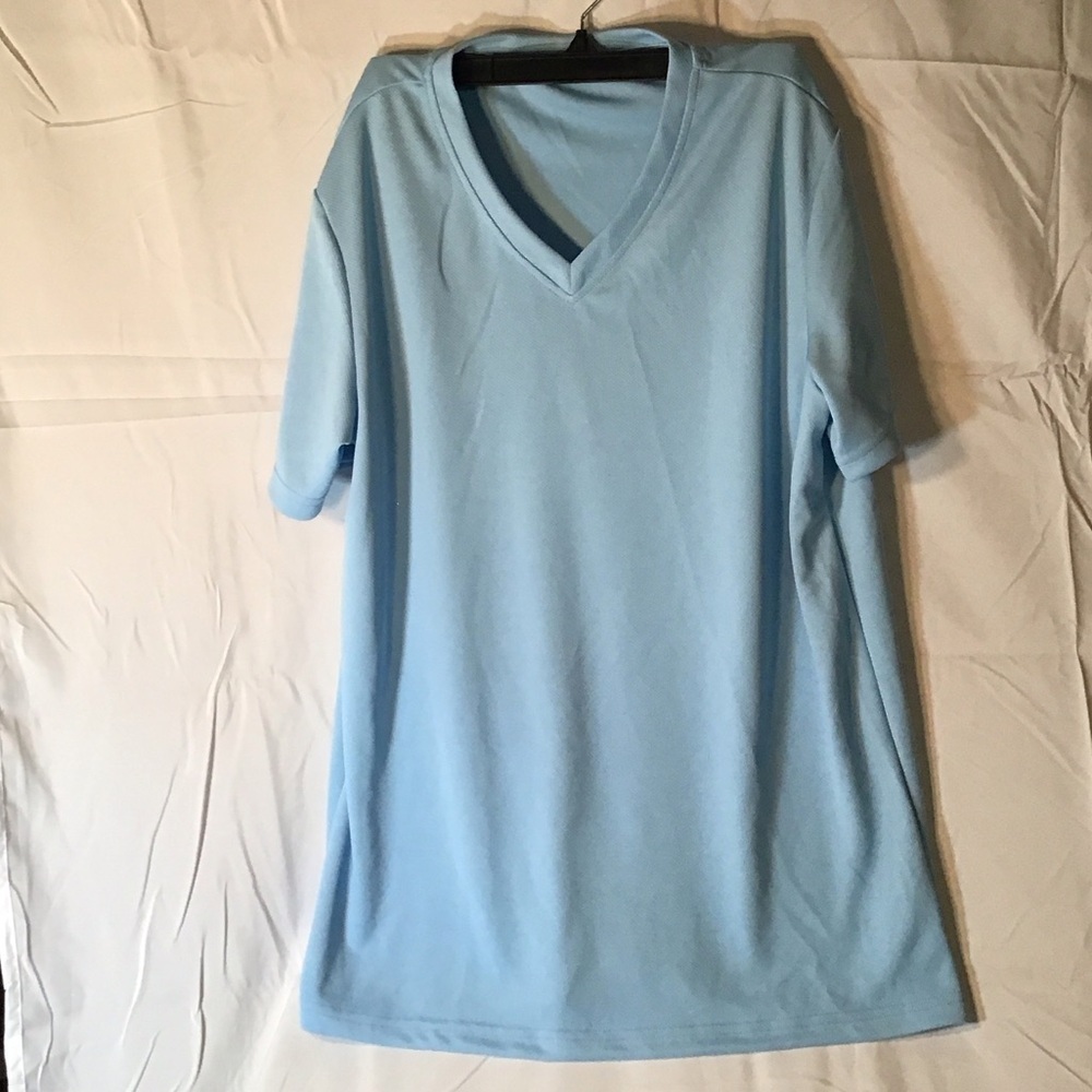 Light Blue V-Neck Men's Short Sleeve Tee